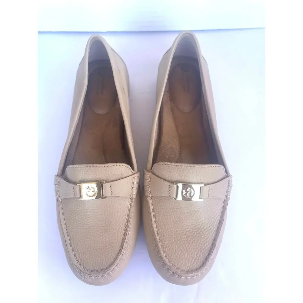 Giani Bernini Dailyn Beige Leather‎ Slip On Casual Comfort Loafer Shoes Sz 9M